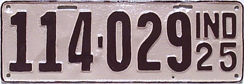 Indiana historic 1925 plate