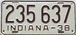 1938 License Plate