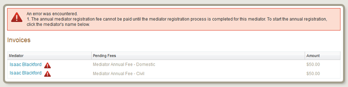 Figure displaying error regarding incomplete annual registration