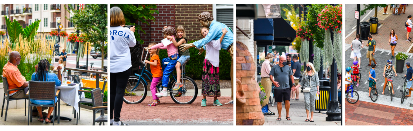 A collage of four photos from the Carmel Art and Design District.