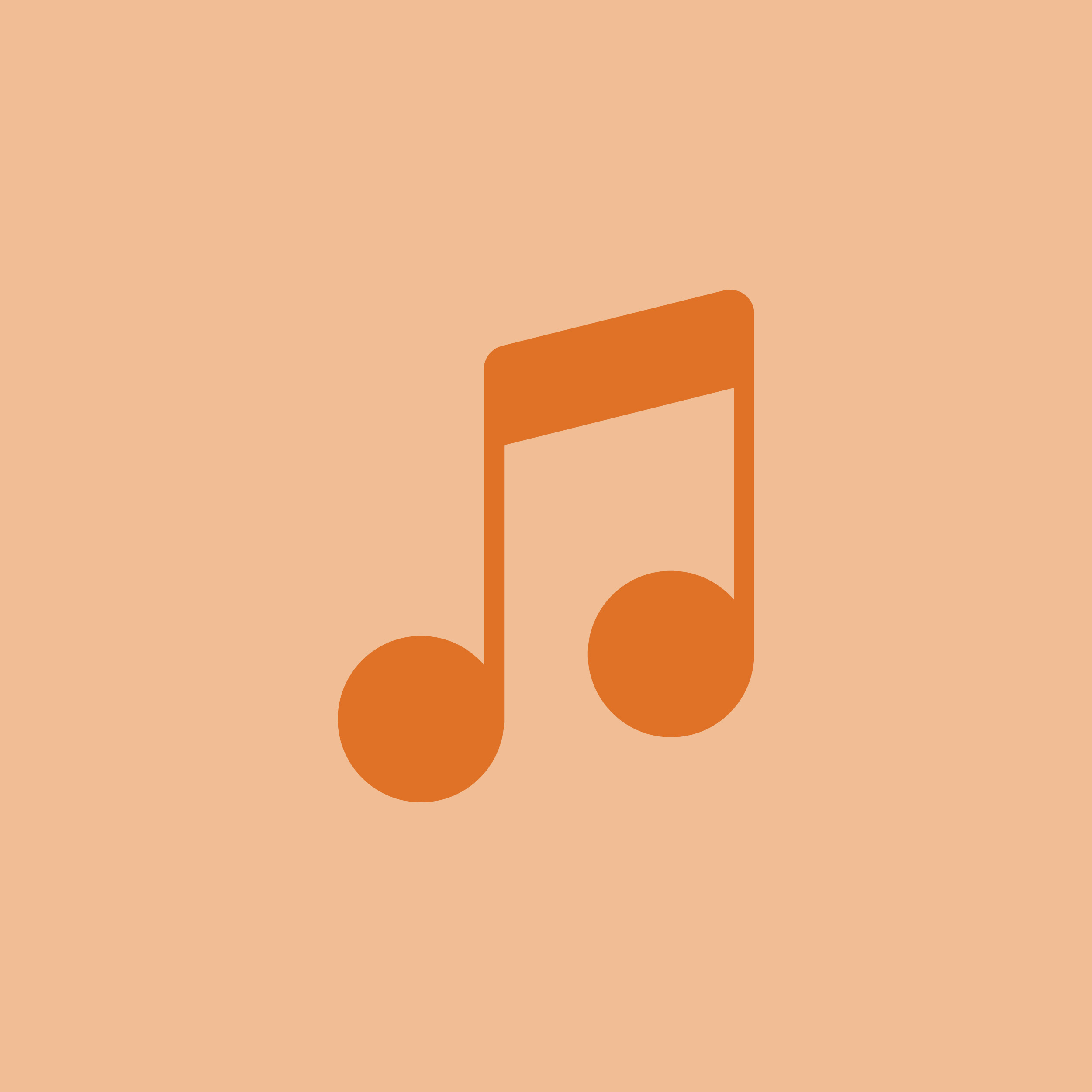 Orange graphic of music note