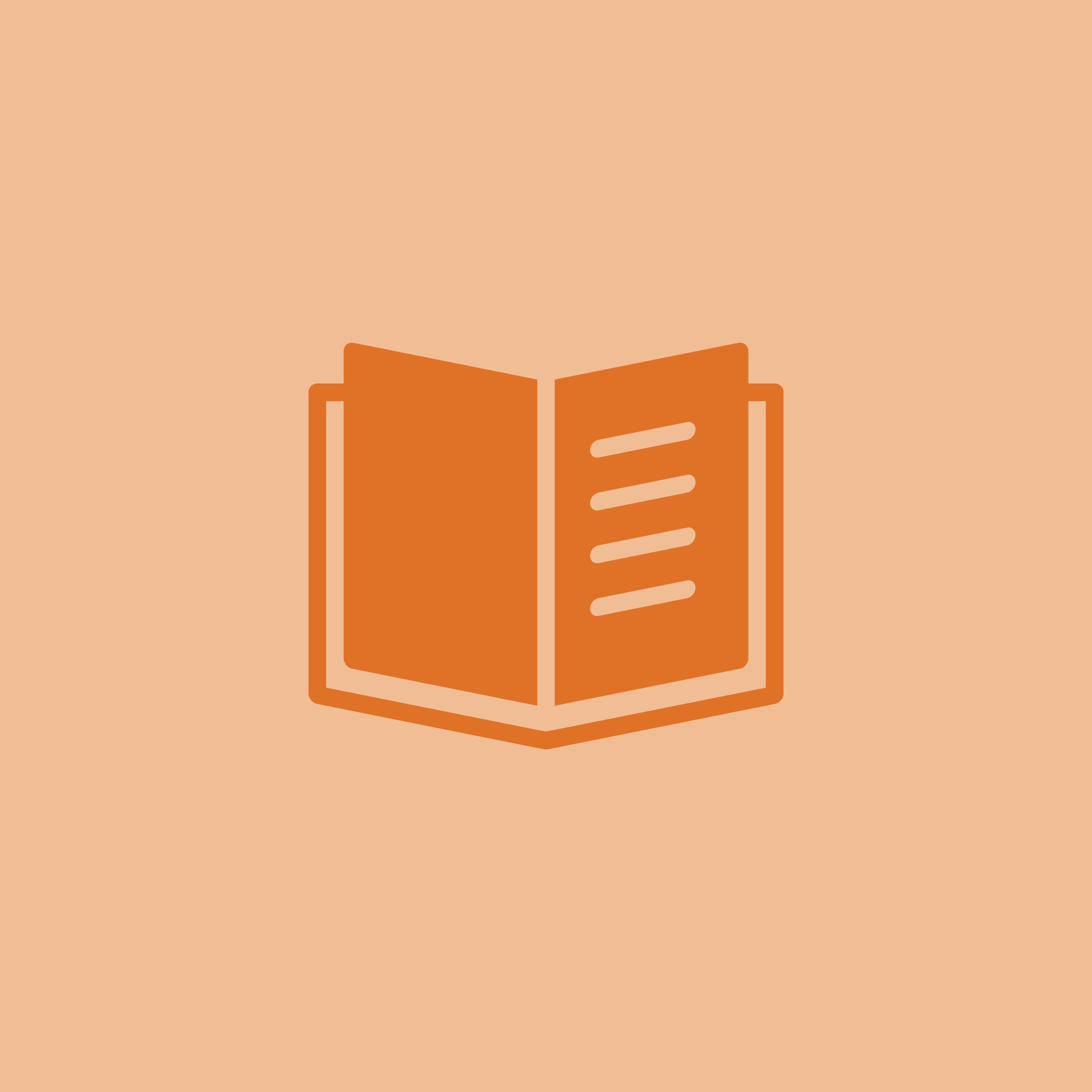 Orange graphic of a book