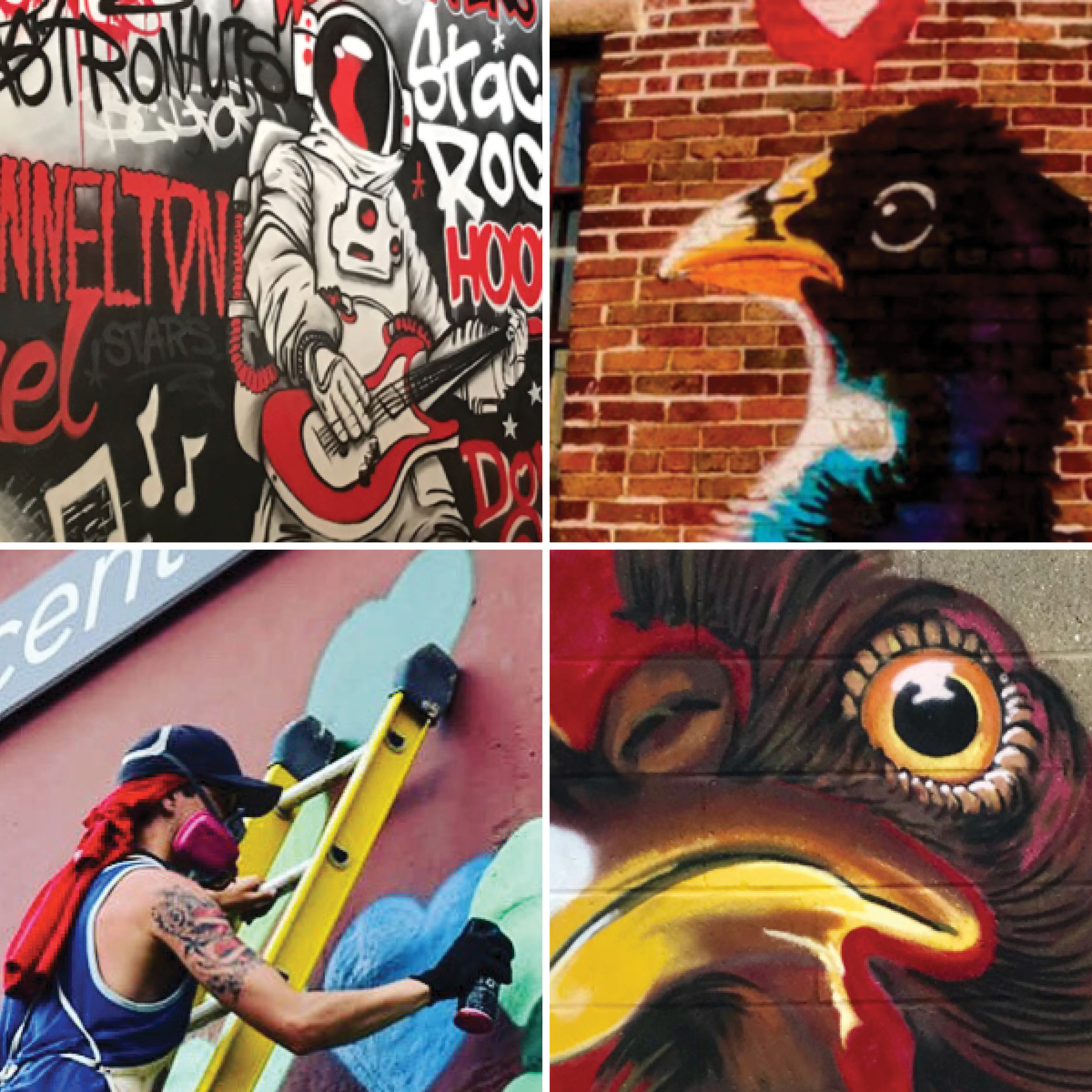 Collage of public art, murals