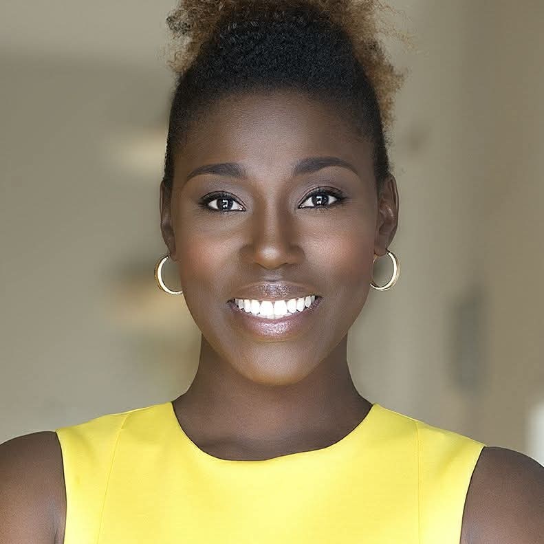 Woman in bright yellow top