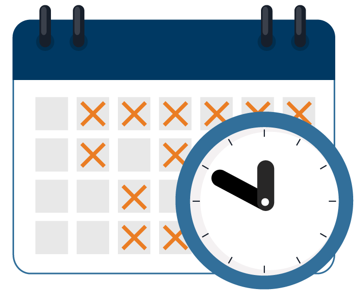 calendar and clock with dates marked