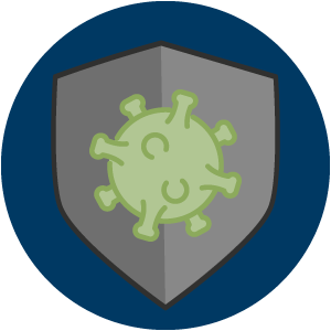 COVID virus on a shield