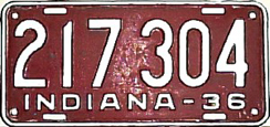 Indiana historic 1936 plate