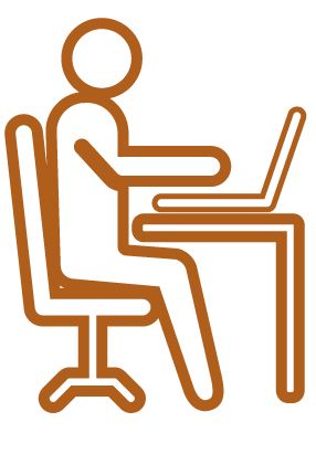 icon of a person sitting at a desk with a computer