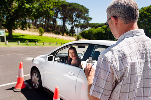 Student driver learning to park