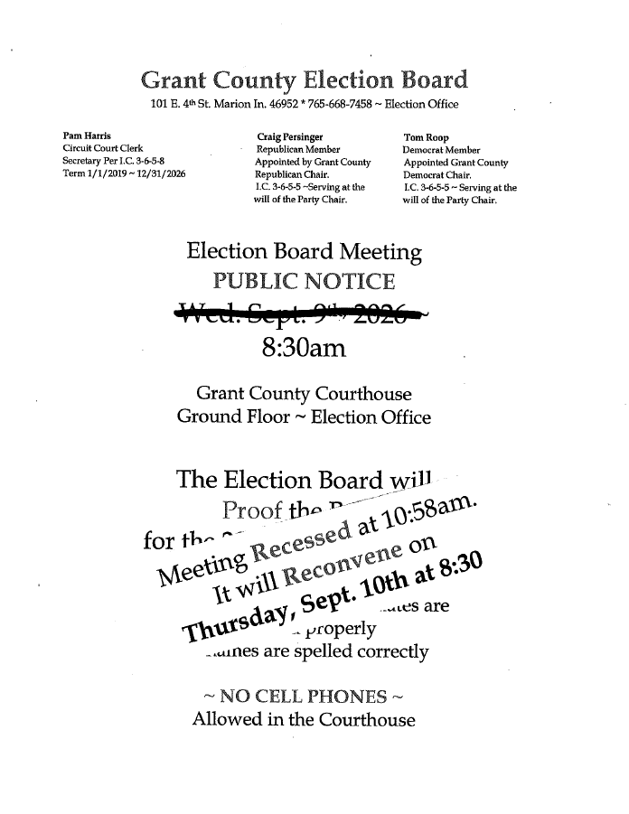 Election Board Meeting Public Notice Election Board Meeting Public Notice