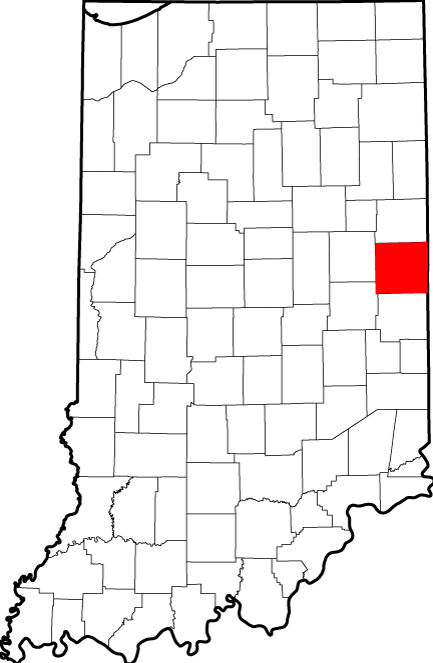Indiana Map Highlighting Randolph County