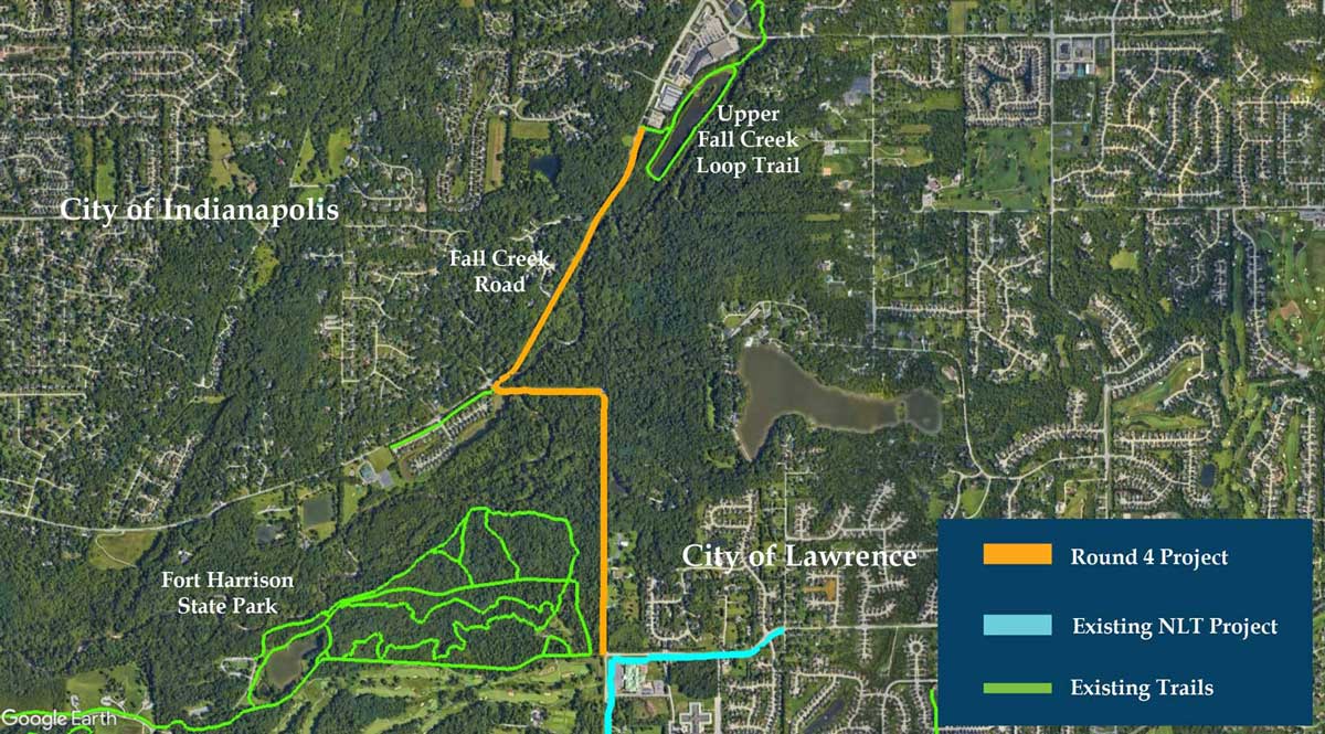 Map showing trail near Fall Creek