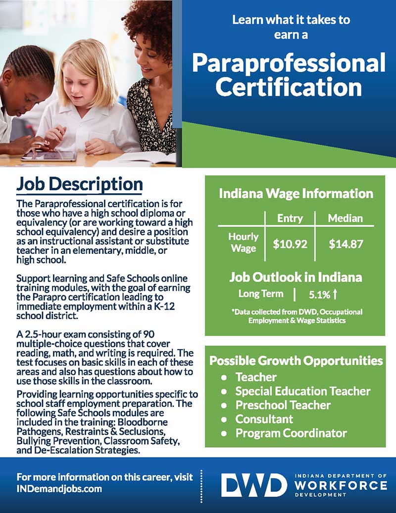 Download the Paraprofessional Certification Flyer