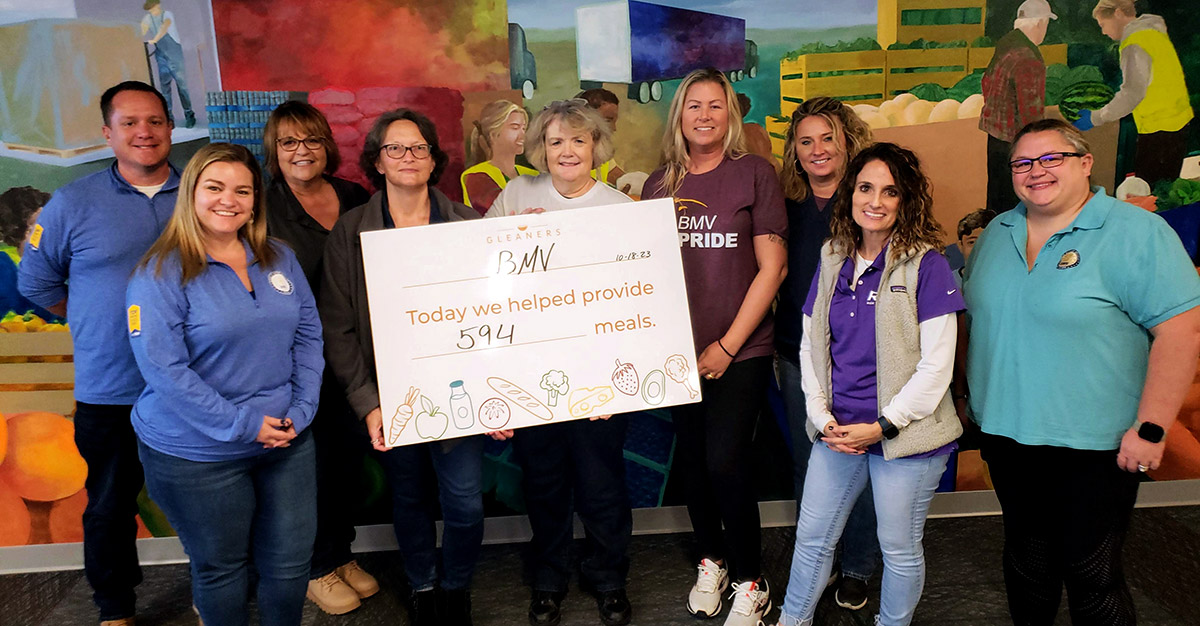 BMV employees volunteered with Gleaners Food Bank in 2023 to help feed families in the Indianapolis area