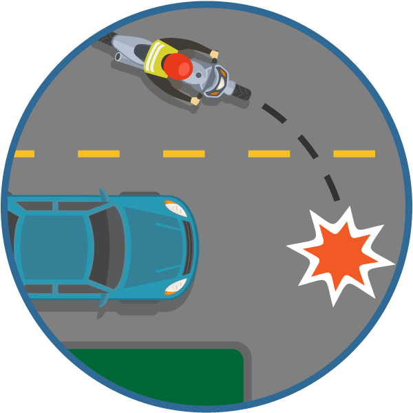 Motorcycle merging into a vehicle's lane