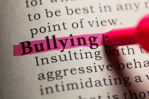Word bullying is highlighted on a page
