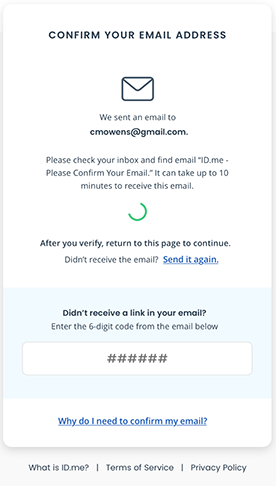 Confirm your Email Address Screenshot