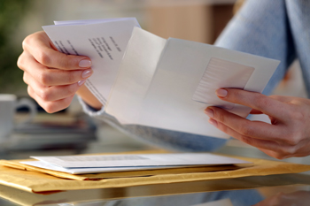 Person opening mail