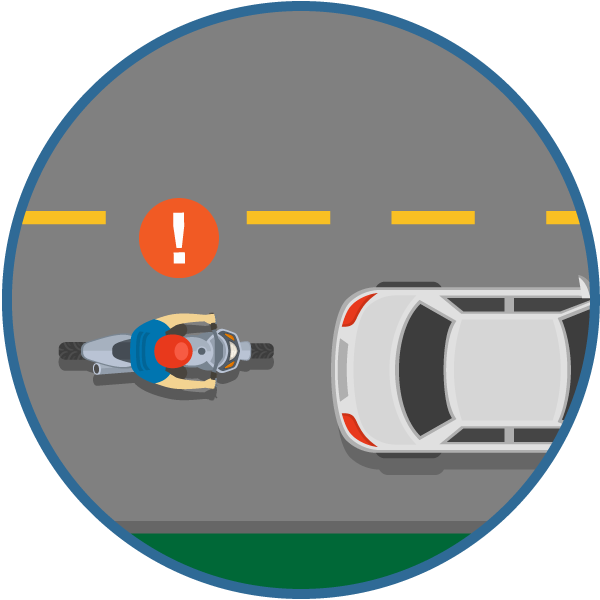 Motorcyclist following a vehicle too closely