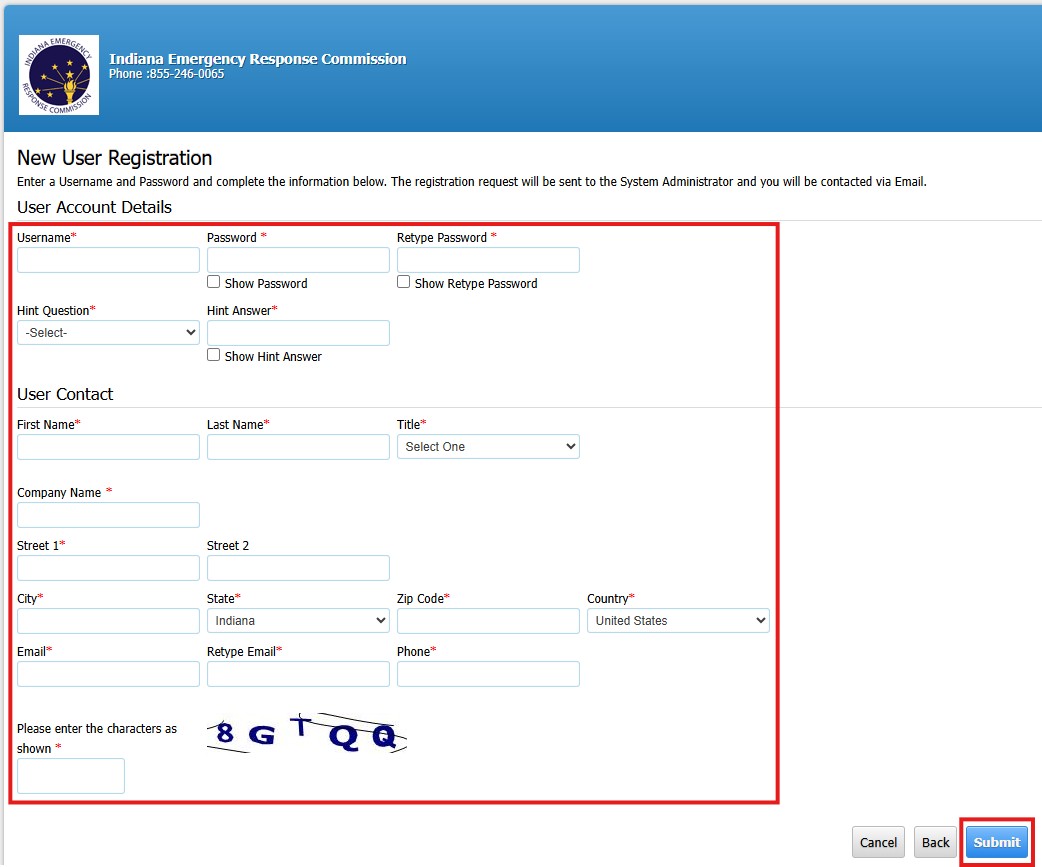 Screenshot of Hazconnect User Account Details