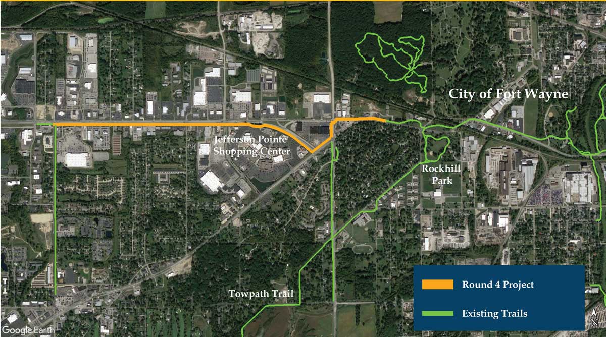 Map of trail in Fort Wayne