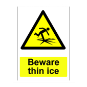 Thin ice warning sign
