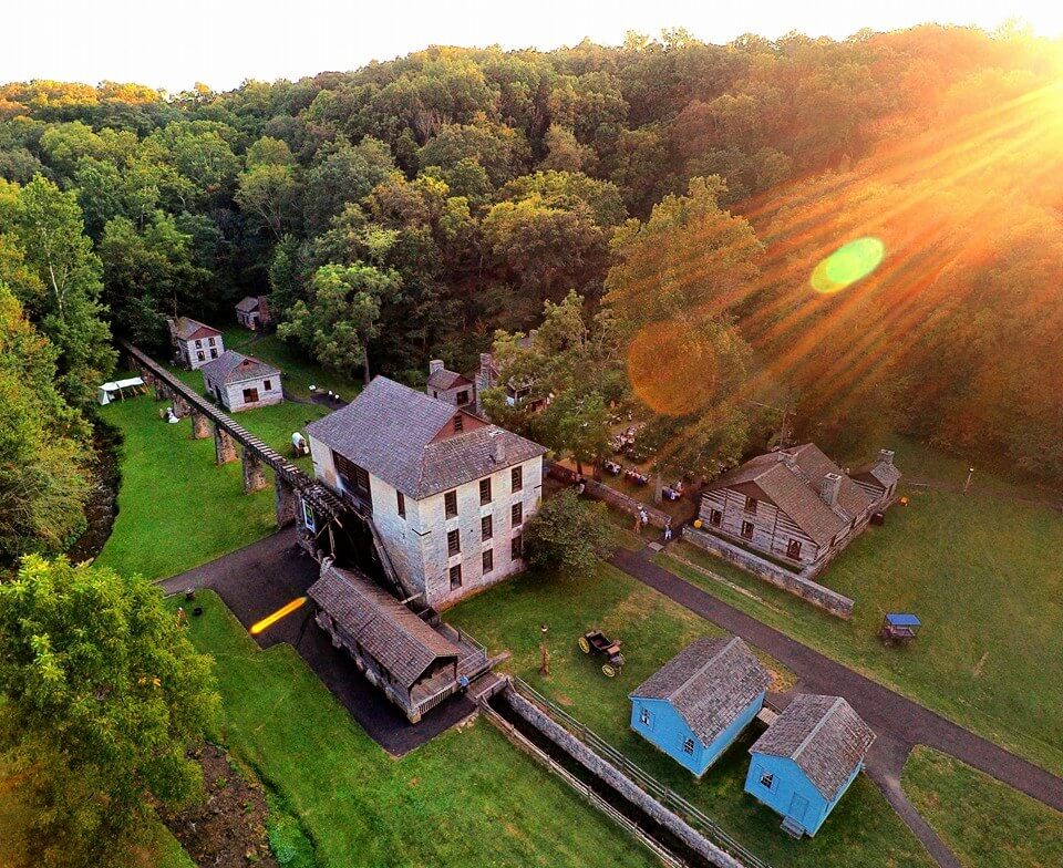 aerial shot of old buildings