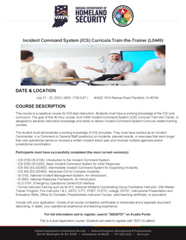 ICS Train-the-Trainer course flyer