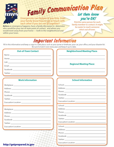 Form for family communication plan