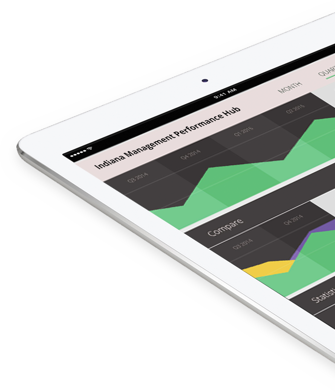 Indiana Management Performance Hub on a tablet