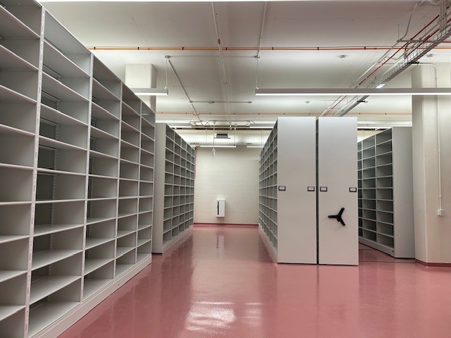 First Floor Stacks, 350 Ohio Street, Empty Shelves