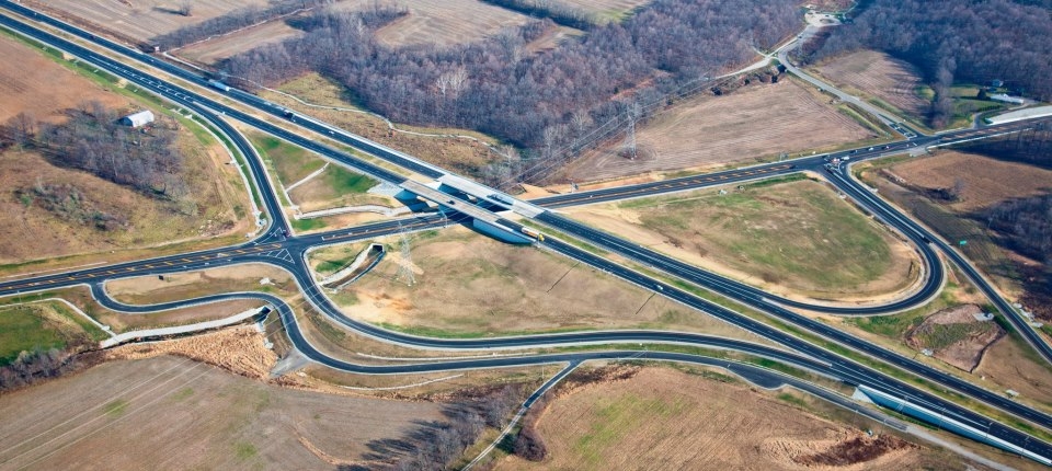 Aerial view of roadways.