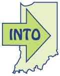 An arrow with "into" on it pointing into Indiana