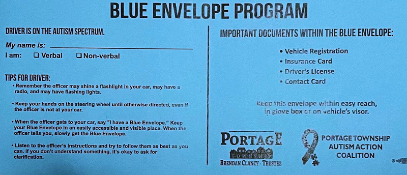 Blue Envelope Program front view of envelope