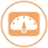 Icon with a dial indicating something is half full