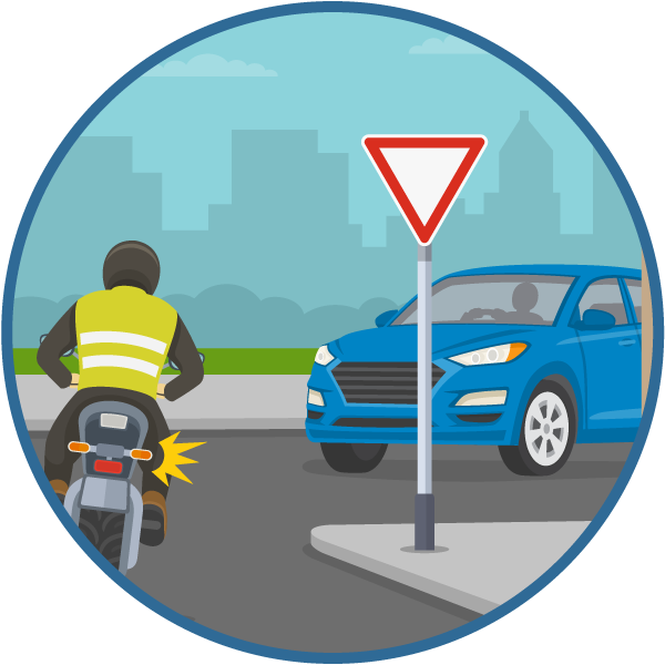 Motorcycle failing to yield to another vehicle