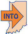 An arrow with "into" on it pointing into Indiana