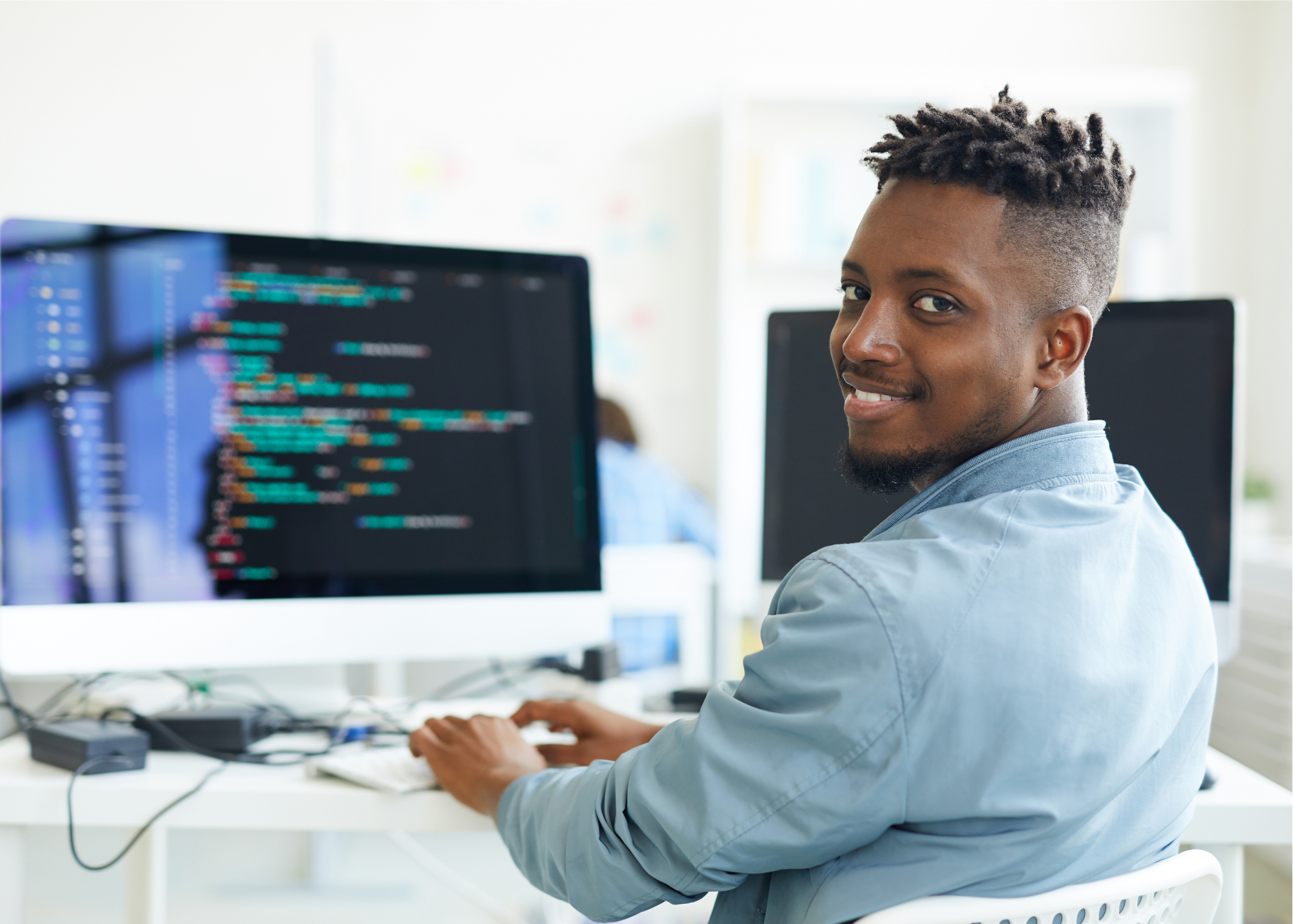 Person sitting in front of computer