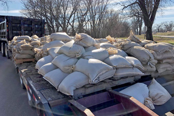 Sandbags on a trailer