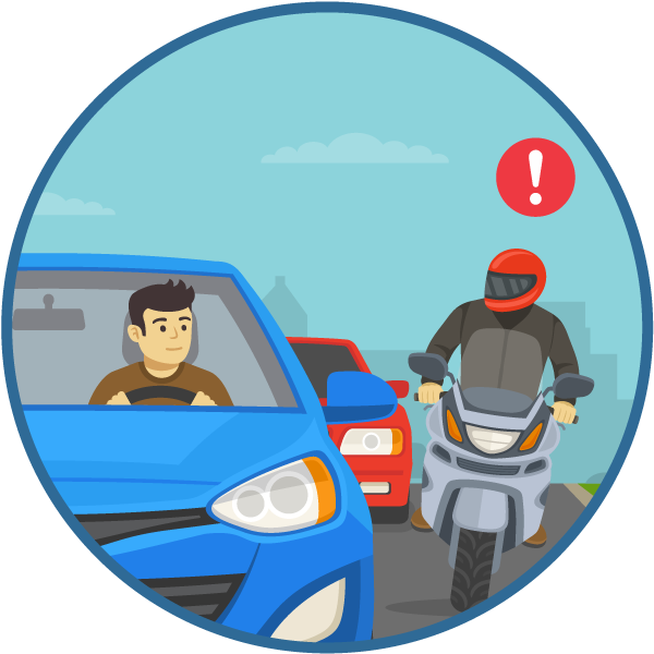 Motorcyclist following a vehicle too closely