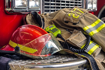 Fire uniform on truck Fire uniform on truck