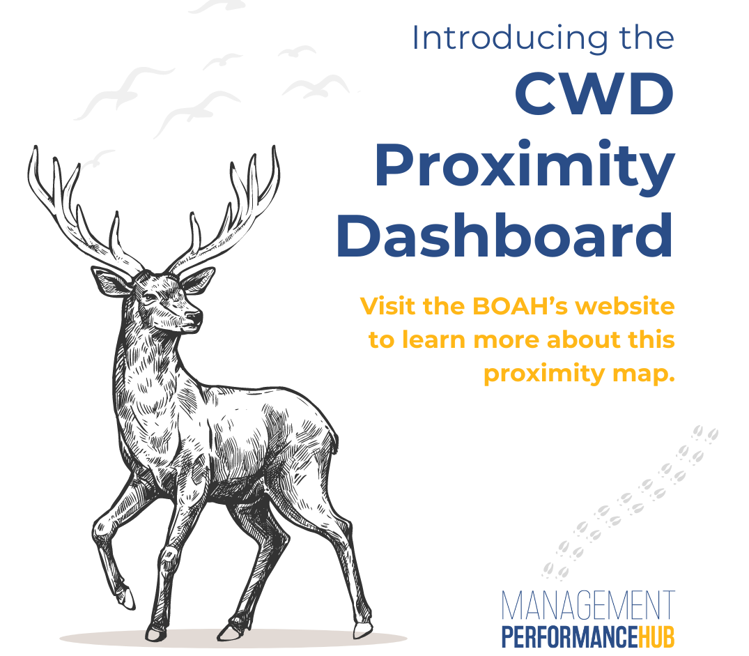Chronic wasting disease proximity dashboard graphic Chronic wasting disease proximity dashboard logo