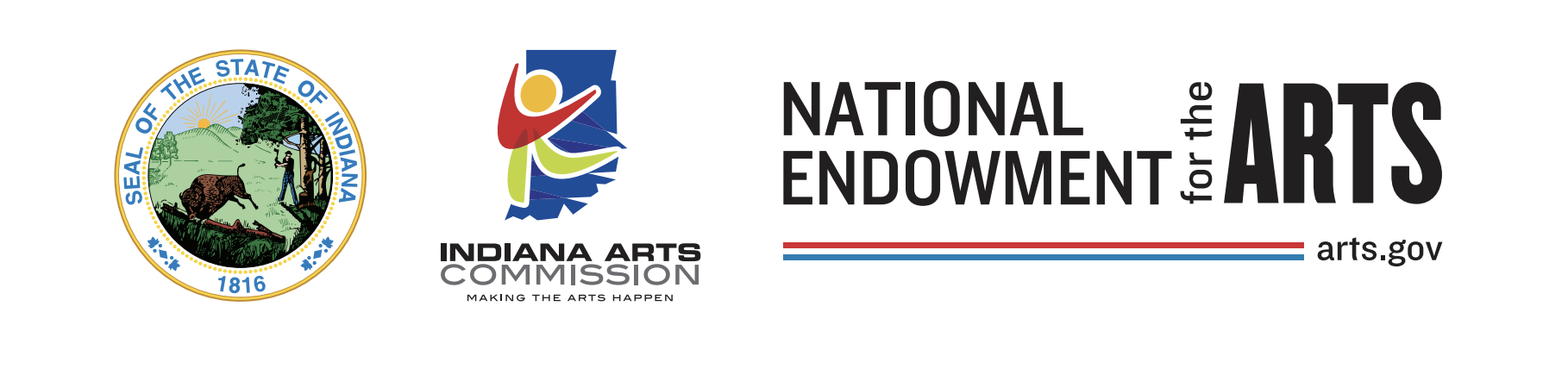 State of Indiana, IAC, and NEA logos