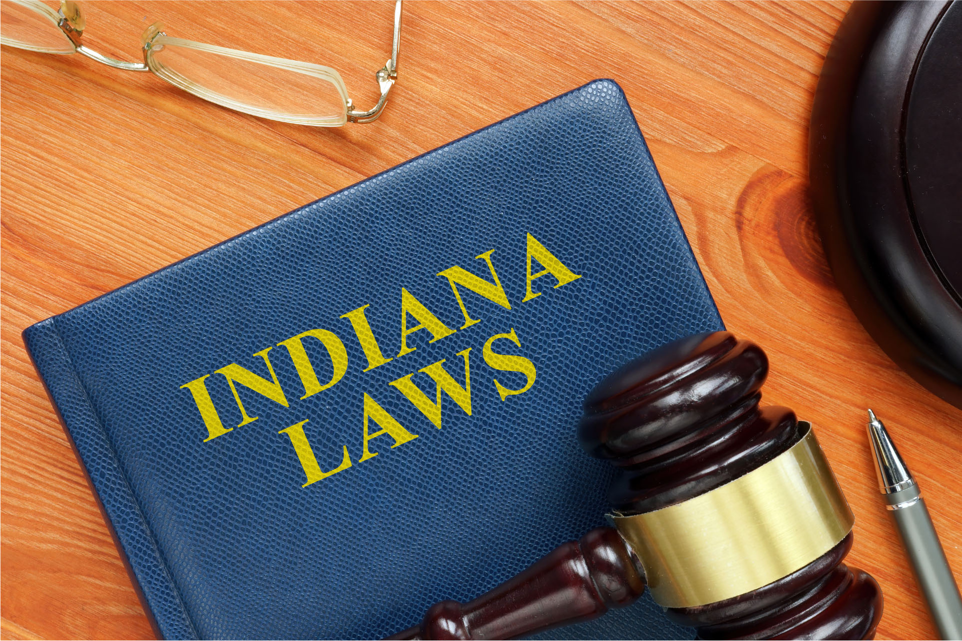 A book with the title "Indiana Laws".