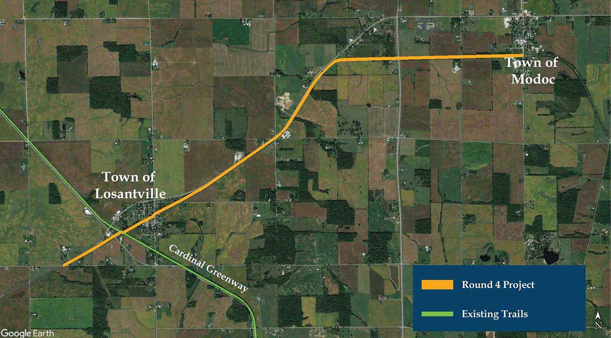 Trail route from Losantville to Modoc