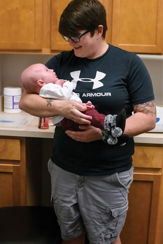 Holding a baby