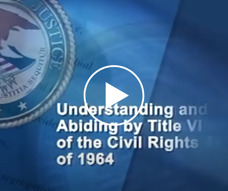 A preview of a video reading "Understanding Abiding by Title VI of the Civil Rights of 1964"