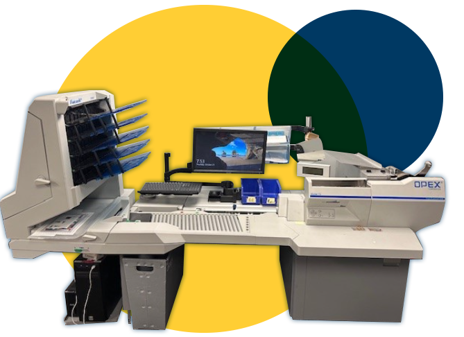 OPEX machine used to sort mail for the processing center