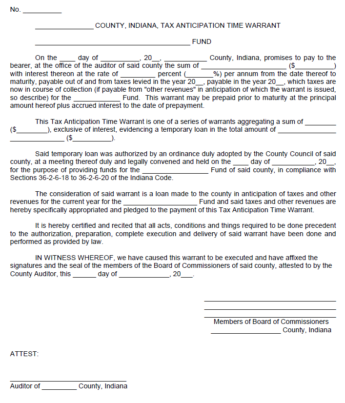 Tax Anticipation Time Warrant