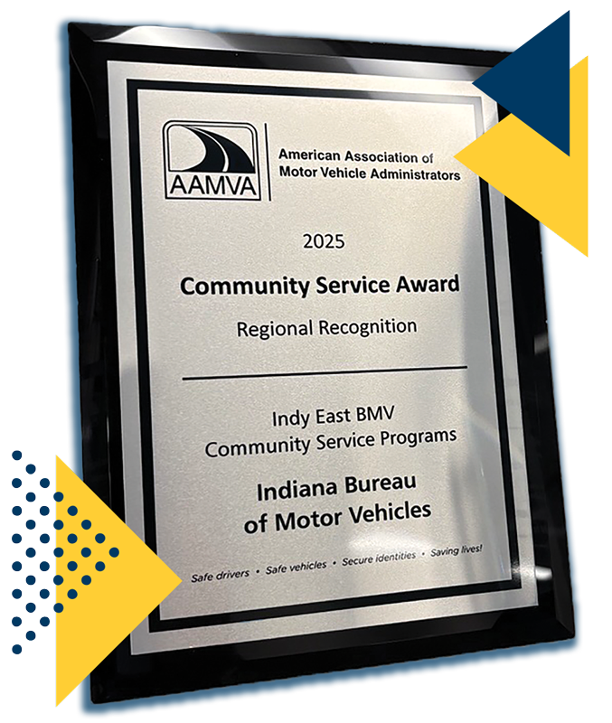 AMVAA awarded plaque recognizing Indy East